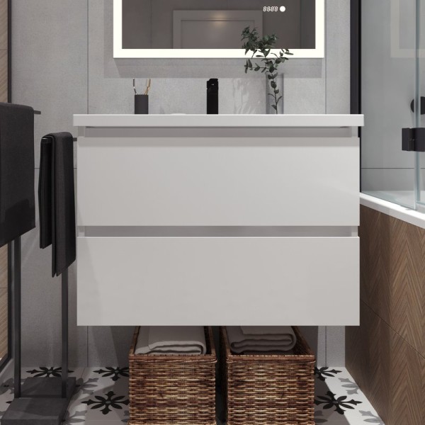 Тумба с раковиной Belux Фаворит 85 подвесная, белая глянцевая