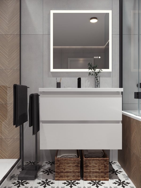 Тумба с раковиной Belux Фаворит 85 подвесная, белая глянцевая