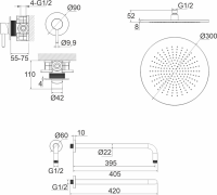 Душевой комплект WHITECROSS Y YSET01GL С ВНУТРЕННЕЙ ЧАСТЬЮ, золото