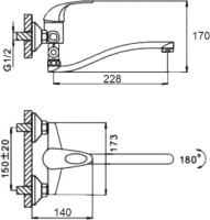 Смеситель для ванны с душем D-lin 301 D140301 хром