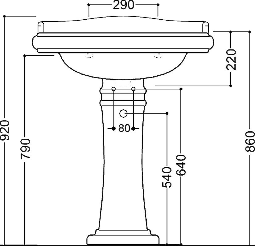 Раковина Kerasan Retro 104701 73 см, 1 отв, с пьедесталом
