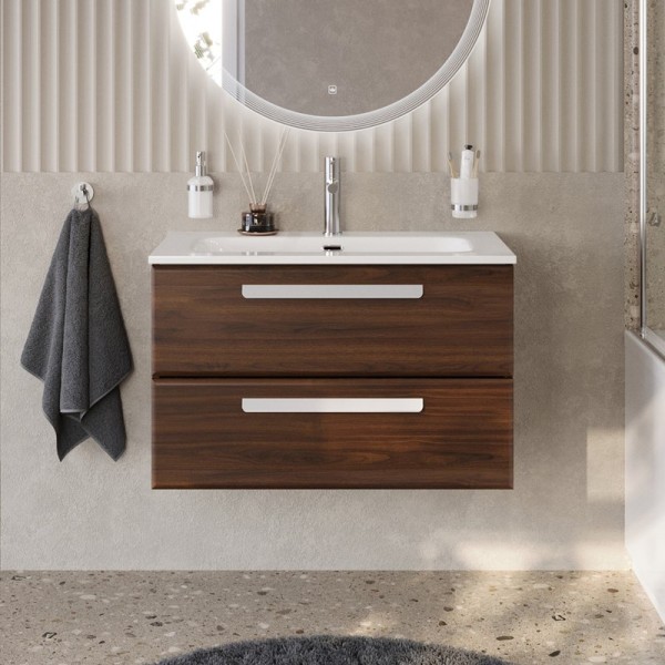 Тумба под раковину без столешницы Cezares Eco Cer-N 80 орех шоколад софт, ручки сатин