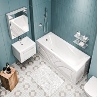 Акриловая ванна 1MarKa Classic 160x70 см, пристенная, белая, с каркасом
