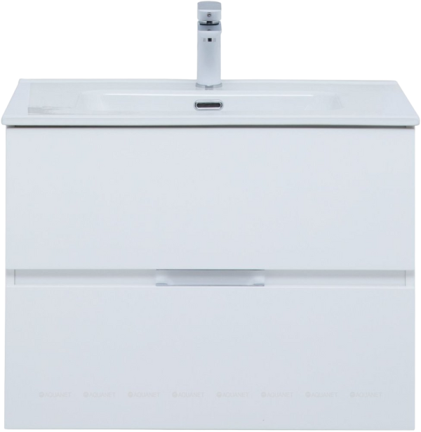 Тумба под раковину Aquanet Алвита 70 подвесная, белая матовая, 2 ящика