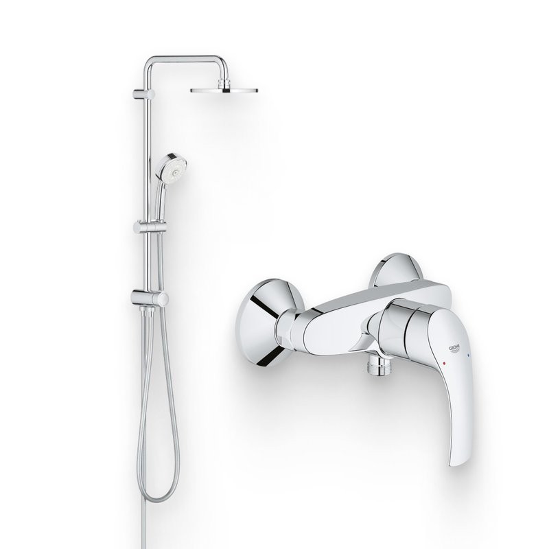 Душевой комплект Смеситель для душа Grohe Eurosmart New 33555002 + Стойка New Tempesta Cosmopolitan 27394002