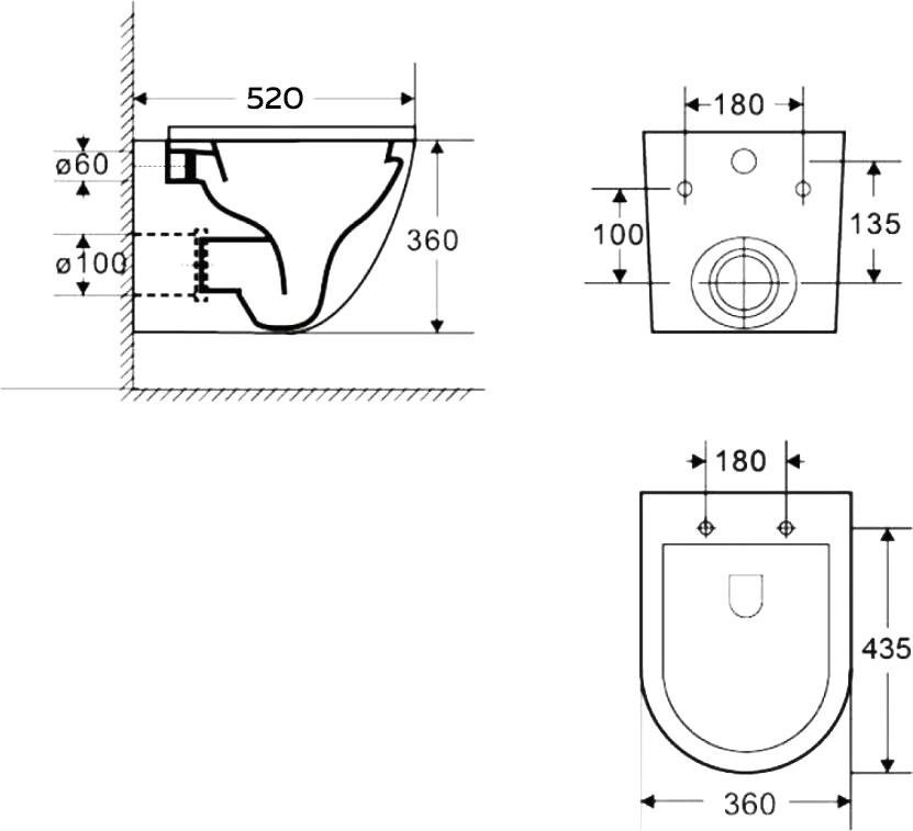 Комплект Унитаз подвесной Bauedge Bau Dream Hurricane-2 безободковый, с микролифтом, белый + Инсталляция VitrA V-Fix Core 732-5800-01PV + Кнопка Root Round 740-2211 черная матовая