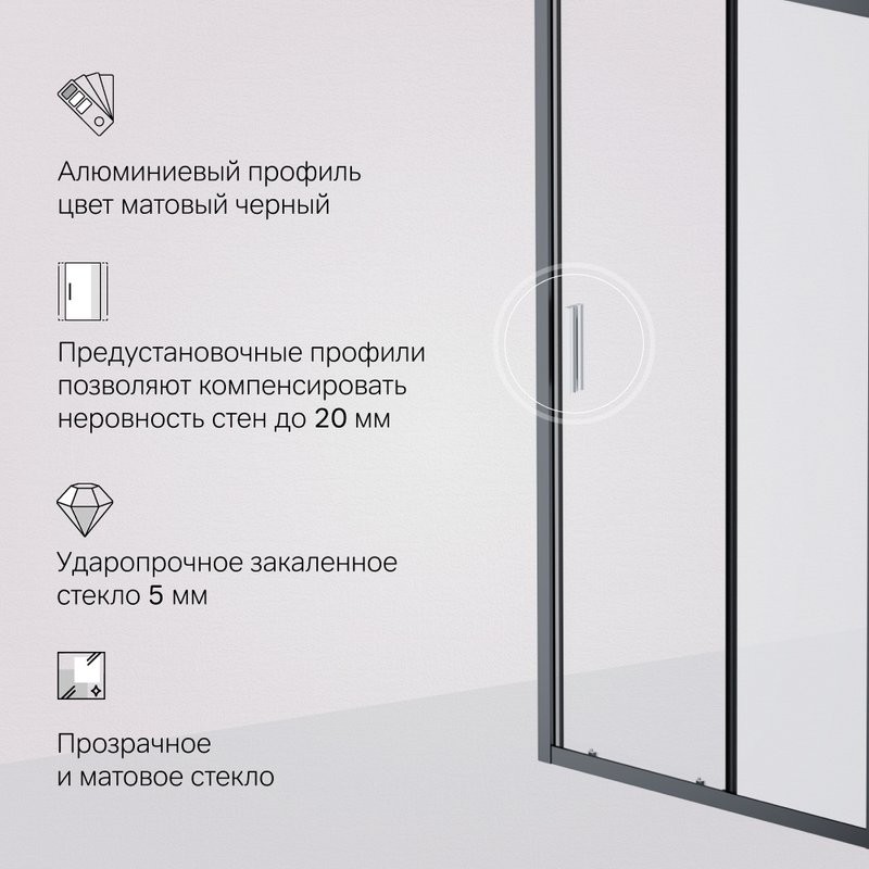 Душевая дверь в нишу AM.PM Gem Solo W90G-100-1-195BM 100 см