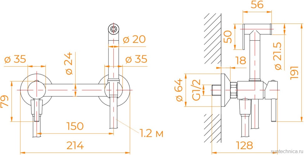 Гигиенический душ RGW Shower Panels SP-215Gr со смесителем, серый