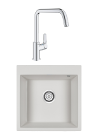 Комплект Мойка Paulmark Kante 50 PM105152-WH белый + Смеситель Grohe Eurosmart