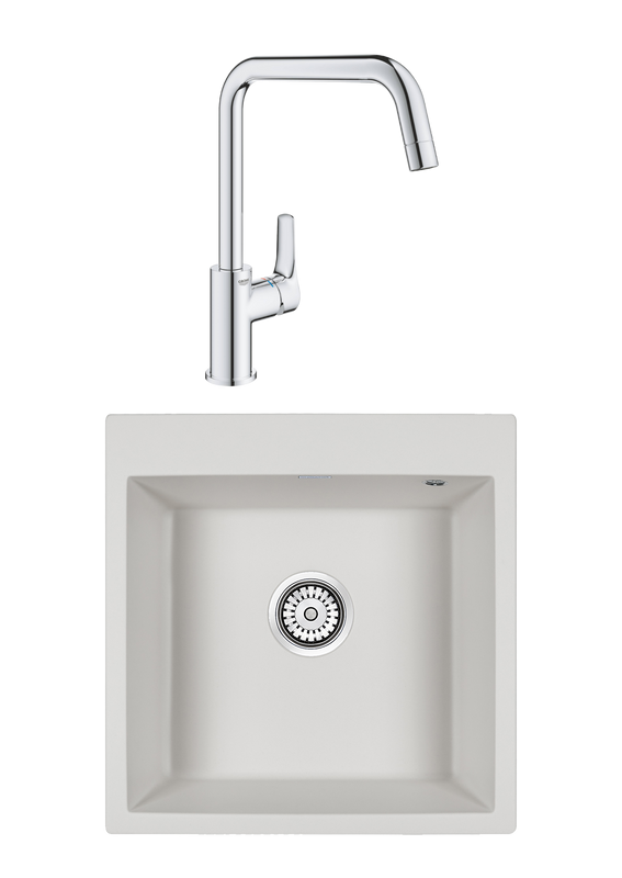 Комплект Мойка Paulmark Kante 50 PM105152-WH белый + Смеситель Grohe Eurosmart