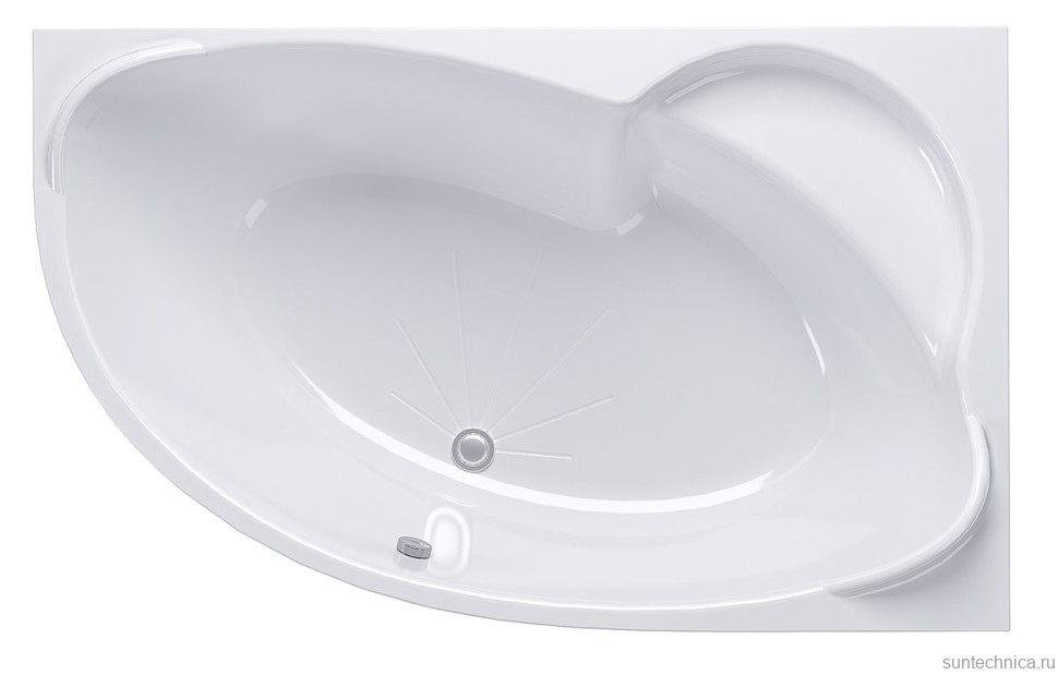 Акриловая ванна Alex Baitler Ritsa 170x105 см, угловая, левая, пристенная, белая, асимметричная, с каркасом, с сиденьем