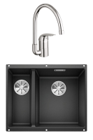 Комплект Мойка Blanco Subline 340/160-U антрацит, правая + Смеситель Grohe Euroeco