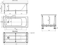 Акриловая ванна Alex Baitler Onega 140x60 см, встраиваемая, белая, с каркасом