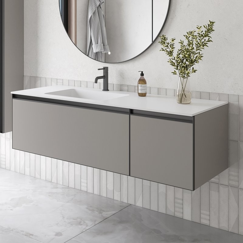 Тумба под раковину без столешницы Armadi Art Quatro 2 140 luna, профиль anthracite