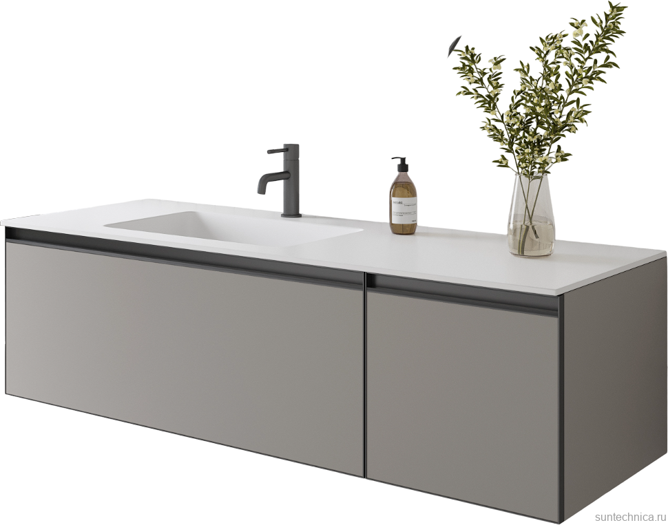 Тумба под раковину без столешницы Armadi Art Quatro 2 140 luna, профиль anthracite