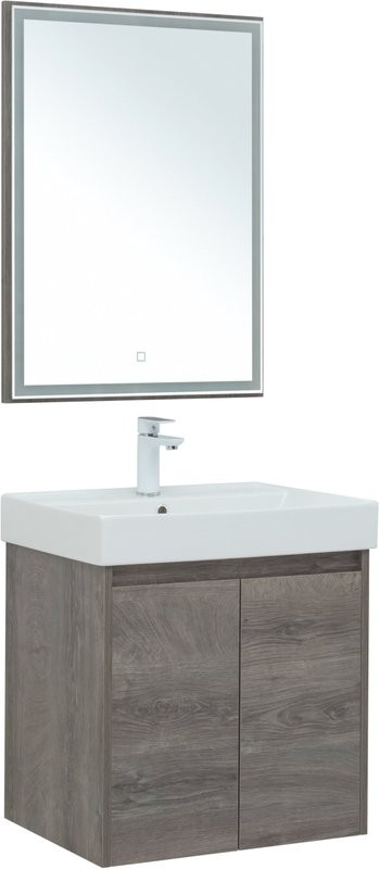 Тумба с раковиной Aquanet Nova Lite 60 дуб рошелье, с дверками
