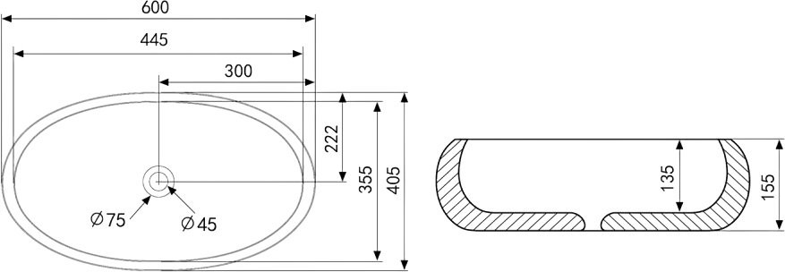 Накладная раковина Abber Bequem AC2102MB матовая черная