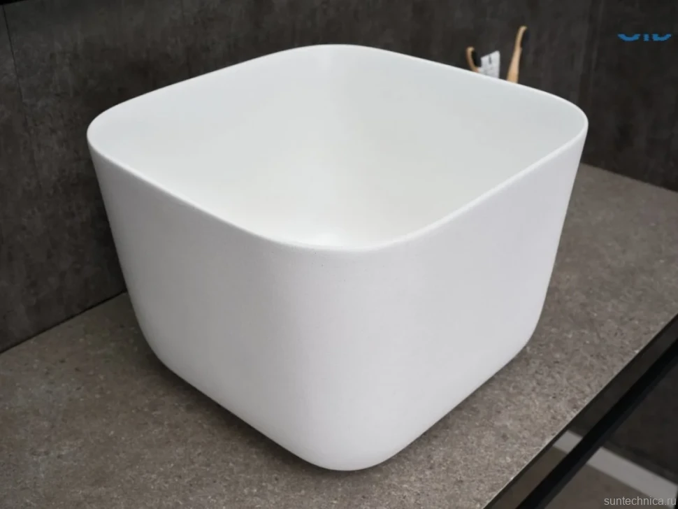 Накладная раковина GID Creativo N9301wg 38 матовая белая, квадратная, фаянс