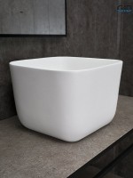 Накладная раковина GID Creativo N9301wg 38 матовая белая, квадратная, фаянс