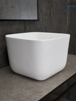 Накладная раковина GID Creativo N9301wg 38 матовая белая, квадратная, фаянс