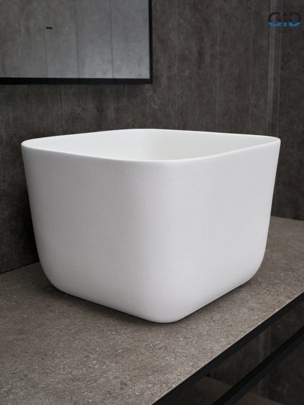 Накладная раковина GID Creativo N9301wg 38 матовая белая, квадратная, фаянс