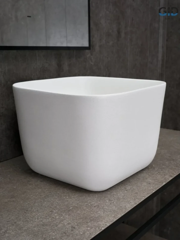 Накладная раковина GID Creativo N9301wg 38 матовая белая, квадратная, фаянс