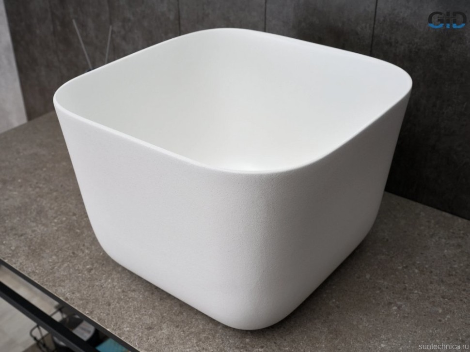 Накладная раковина GID Creativo N9301wg 38 матовая белая, квадратная, фаянс
