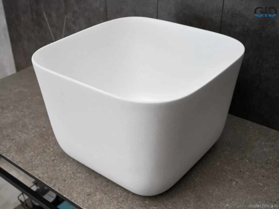 Накладная раковина GID Creativo N9301wg 38 матовая белая, квадратная, фаянс