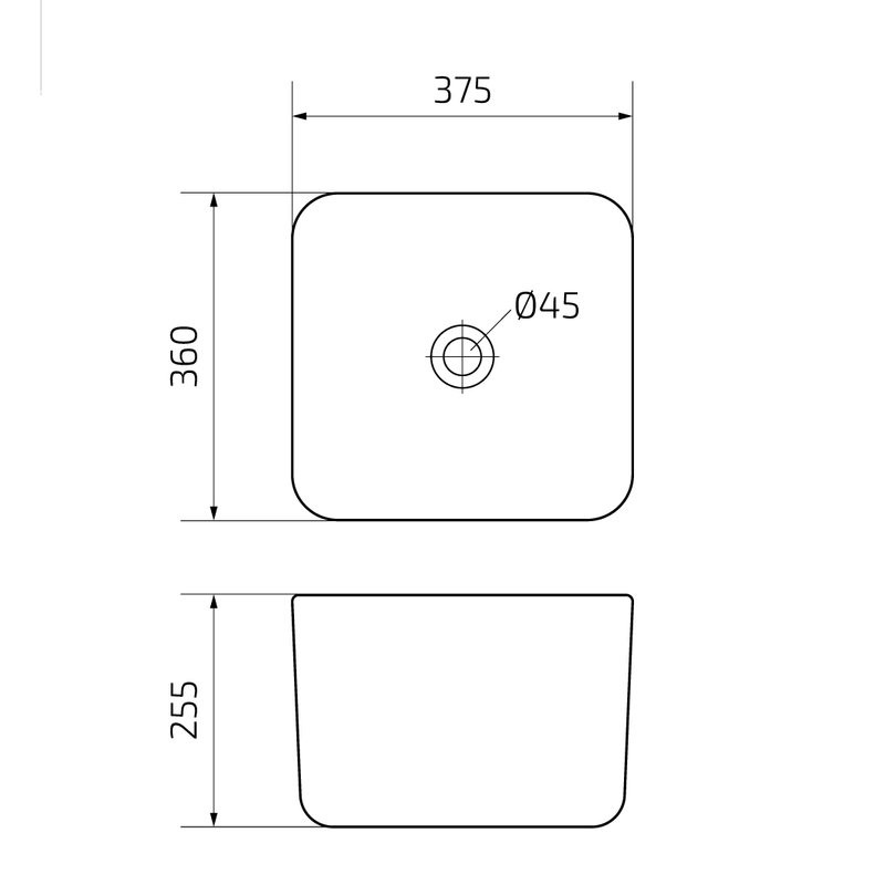 Накладная раковина GID Creativo N9301wg 38 матовая белая, квадратная, фаянс