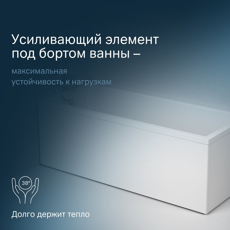 Акриловая ванна AM.PM Gem W90A 170x70 см, пристенная, белая, с каркасом