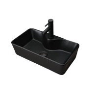 Накладная раковина GID Geometrico Bm9092 55 матовая черная, прямоугольная, фаянс, с 1 отверстием под смеситель