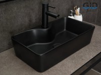 Накладная раковина GID Geometrico Bm9092 55 матовая черная, прямоугольная, фаянс, с 1 отверстием под смеситель