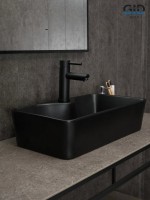 Накладная раковина GID Geometrico Bm9092 55 матовая черная, прямоугольная, фаянс, с 1 отверстием под смеситель