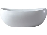 Акриловая ванна Abber AB9236 170x80 см, отдельностоящая, белая, овальная, с каркасом, со сливом-переливом