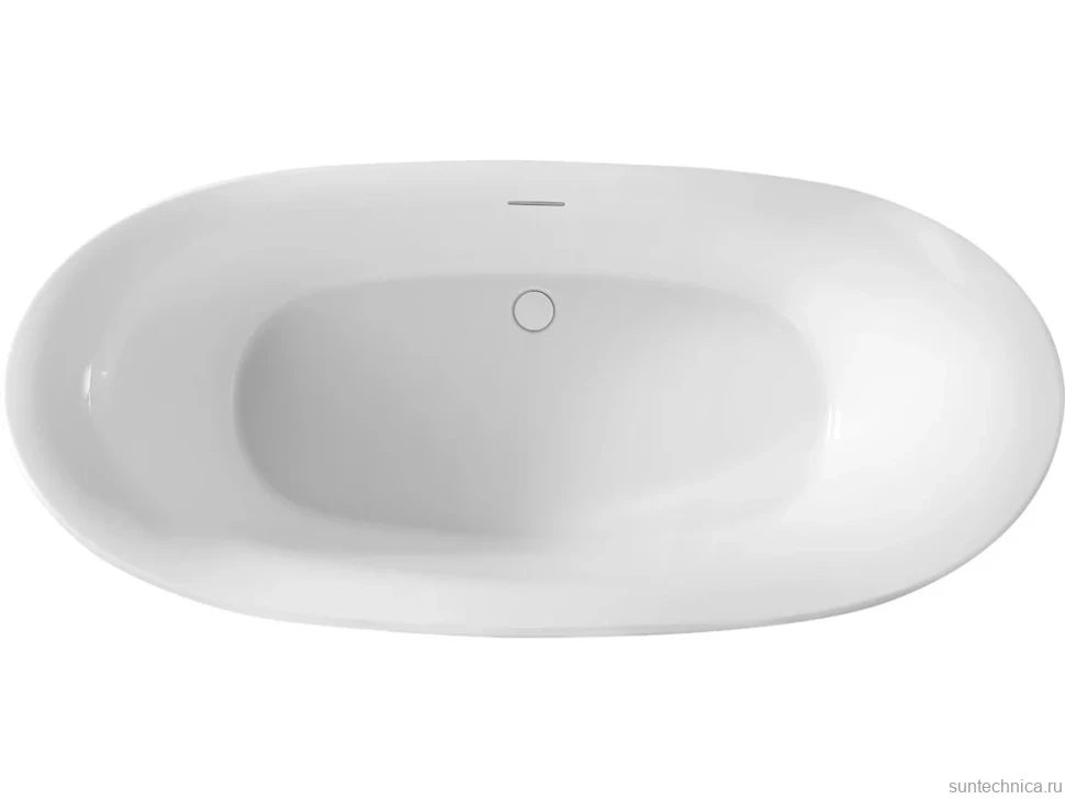 Акриловая ванна Abber AB9236 170x80 см, отдельностоящая, белая, овальная, с каркасом, со сливом-переливом