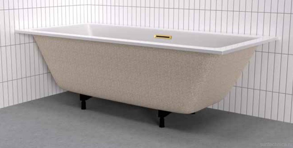 Акриловая ванна WHITECROSS Wave 170x75 см, пристенная, белый глянец, на ножках