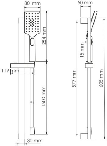 Душевой комплект Смеситель Wasserkraft Aller 10641 С ВНУТРЕННЕЙ ЧАСТЬЮ + Гарнитур A145 + Подключение A124 + Душ A118 + Кронштейн A090