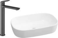 Комплект Накладная раковина Lavinia Boho Bathroom Sink 33311002 + Смеситель Wellsee ICON! for life 182307000 матовый черный