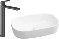 Комплект Накладная раковина Lavinia Boho Bathroom Sink 33311002 + Смеситель Wellsee ICON! for life 182307000 матовый черный