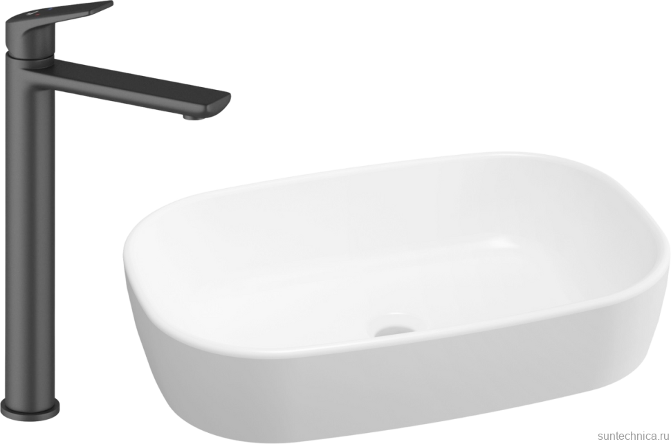 Комплект Накладная раковина Lavinia Boho Bathroom Sink 33311002 + Смеситель Wellsee ICON! for life 182307000 матовый черный