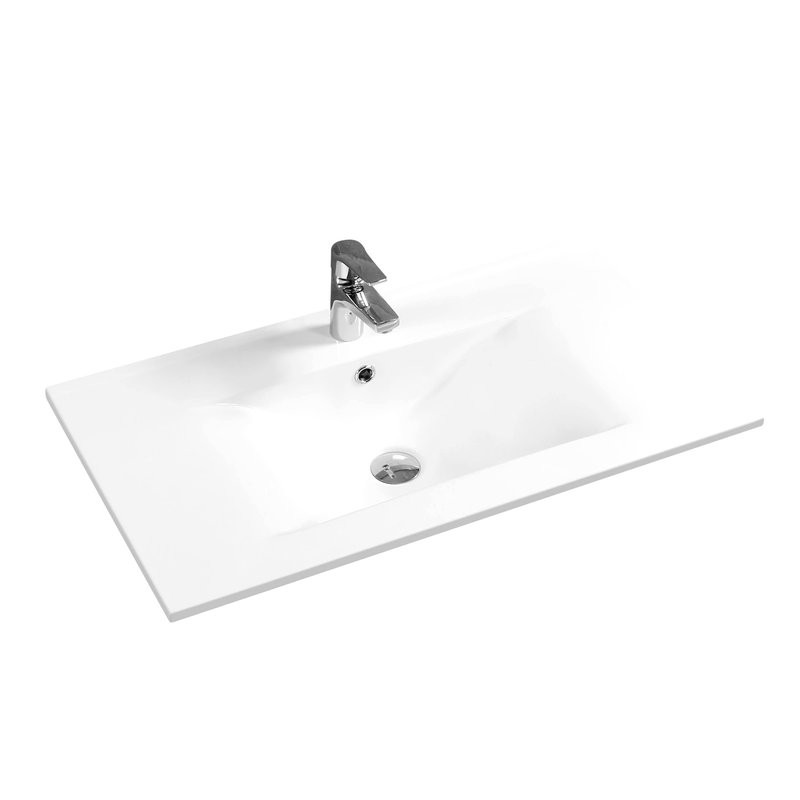 Мебельная раковина GID Integrado NYJ807-60 61 накладная, глянцевая белая, прямоугольная, фаянс