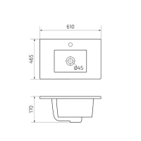 Мебельная раковина GID Integrado NYJ807-60 61 накладная, глянцевая белая, прямоугольная, фаянс