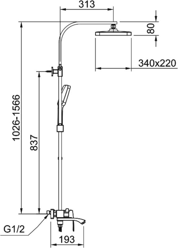 Душевая стойка Raglo R01.24.03 сатин золотой