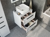 Мебель для ванной комнаты STWORKI Эстерсунд 60 белая матовая, монте тиберио с отверстием под смеситель в столешнице