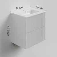 Тумба с раковиной La Fenice Terra Twin 60 подвесная, bianca, раковина Slim Line 60 см