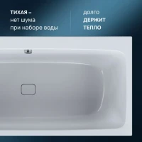 Акриловая ванна AM.PM Func 170x80 см, пристенная, белая, с каркасом