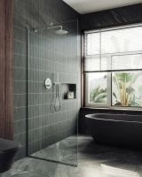 Душевая перегородка Maybahglass MGD-695-5у 79 см, профиль хром матовый, стекло прозрачное