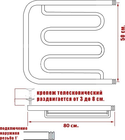 Полотенцесушитель водяной Ника Econ ПМ 2 50/80