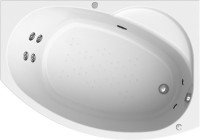 Акриловая ванна Radomir Vannesa Massage Монти классик, R 150x105 см, угловая, правая, пристенная, с гидромассажем, белая, асимметричная, с каркасом, с экраном, со сливом-переливом