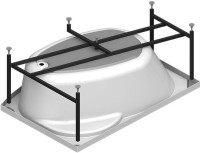 Акриловая ванна Radomir Vannesa Massage Монти классик, R 150x105 см, угловая, правая, пристенная, с гидромассажем, белая, асимметричная, с каркасом, с экраном, со сливом-переливом